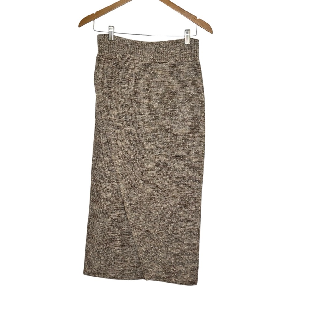 Anthropologie Moth Women's Chunky Knit Maxi Skirt Brown Beige Faux Wrap Size Med